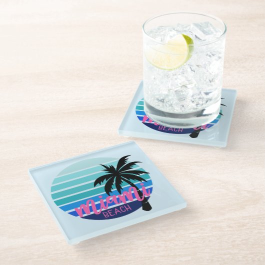 Miami Beach Glasuntersetzer (Schrägansicht)