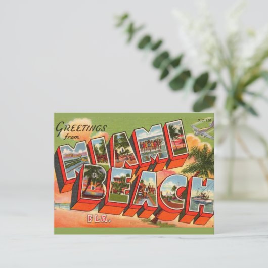 Miami Beach Greeting Postkarte (Stehend Vorderseite)