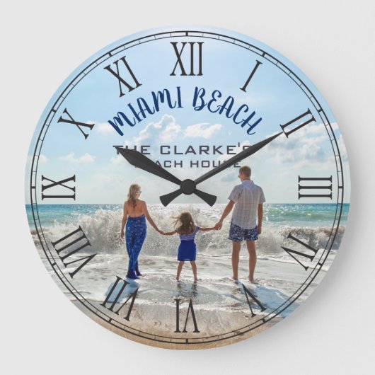 Miami Beach House Florida oder den Strand wechseln Große Wanduhr (Vorderseite)