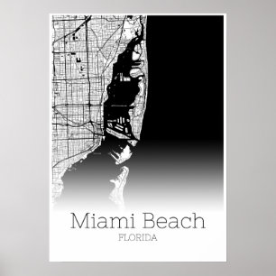 Miami Beach-Karte - Florida - Stadt-Karten-Plakat Poster