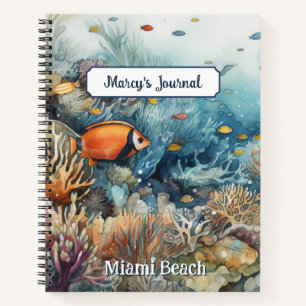 Miami Beach Korallenriff und Fische Aquarell Notizblock