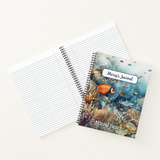 Miami Beach Korallenriff und Fische Aquarell Notizblock (Innenseite)