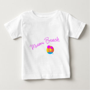 Miami-Beach-Logo-Sonnenpalmen-pink Baby T-shirt