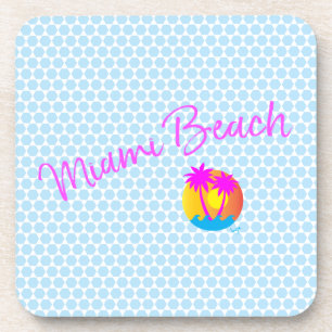 Miami-Beach-Logo-Sonnenpalmen-pink Getränkeuntersetzer