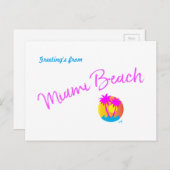 Miami-Beach-Logo-Sonnenpalmen-pink Postkarte (Vorne/Hinten)