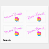 Miami-Beach-Logo-Sonnenpalmen-pink Rechteckiger Aufkleber (Blatt)