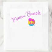 Miami-Beach-Logo-Sonnenpalmen-pink Rechteckiger Aufkleber (Tasche)