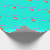 Miami-Beach-Logo-Sonnenpalmen-pink türkis Geschenkpapier (Ecke)
