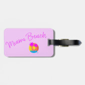 Miami-Beach-Logo-Sonnenpalmen-Rosa-Lila Gepäckanhänger (Rückseite horizontal)