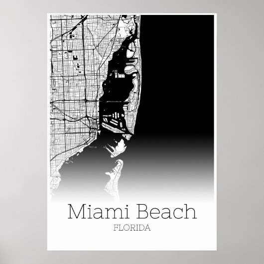 Miami Beach Map - Florida - City Map Poster (Vorne)