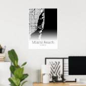 Miami Beach Map - Florida - City Map Poster (Heimbüro)