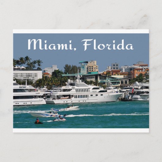 Miami Beach Marina Florida Travel Postcard Postkarte (Vorderseite)