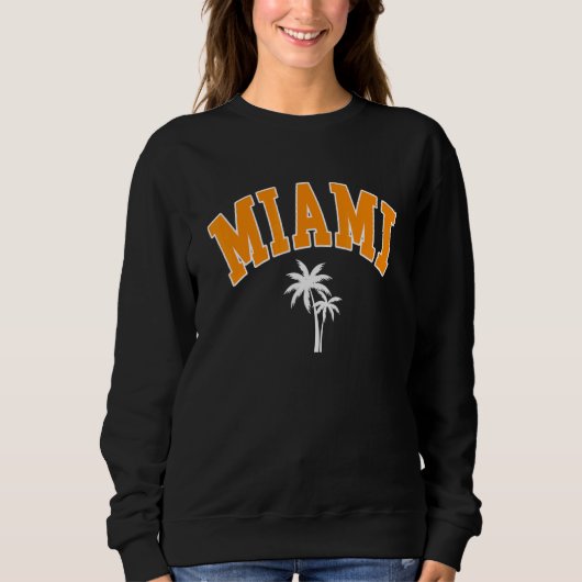 Miami Beach MIA Florida Palm Trees USA College Fon Sweatshirt (Vorderseite)