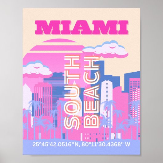 Miami Beach, Miami Art, Preppy Poster (Vorne)