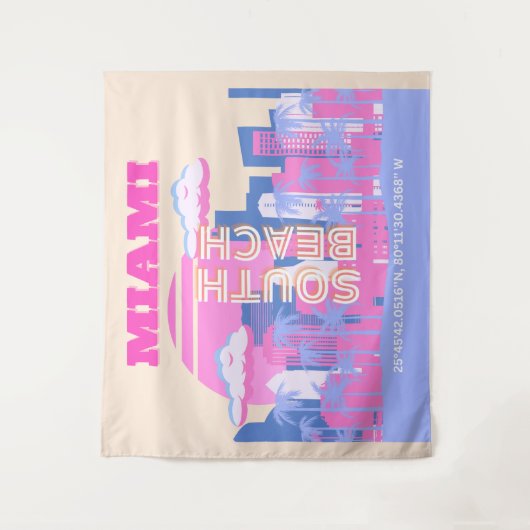 Miami Beach, Miami Art, Preppy Wandteppich (Vorderseite)