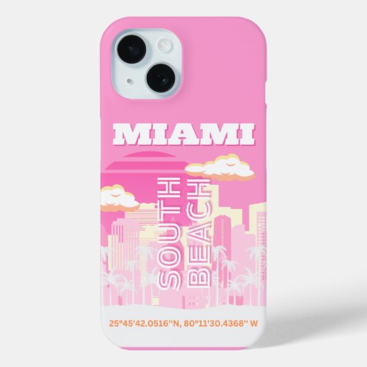 Miami Beach, Miami Travel Art, Preppy, Pink Case-Mate iPhone Hülle (Rückseite)