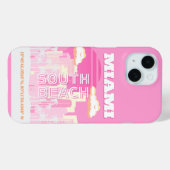 Miami Beach, Miami Travel Art, Preppy, Pink Case-Mate iPhone Hülle (Rückseite (Horizontal))