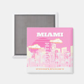 Miami Beach, Miami Travel Art, Preppy, Pink Magnet (Vorderseite/Rückseite)