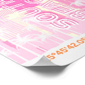 Miami Beach, Miami Travel Art, Preppy, Pink Poster (Ecke)