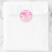 Miami Beach, Miami Travel Art, Preppy, Pink Runder Aufkleber (Tasche)