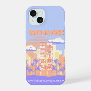 Miami Beach, Miami Travel Art, Preppy Room, Pastel iPhone 15 Hülle