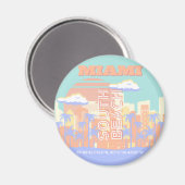 Miami Beach, Miami Travel Art, Preppy Room, Pastel Magnet (Vorderseite/Rückseite)