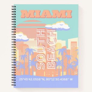 Miami Beach, Miami Travel Art, Preppy Room, Pastel Notizblock