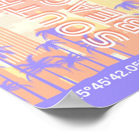 Miami Beach, Miami Travel Art, Preppy Room, Pastel Poster (Ecke)