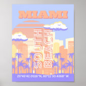 Miami Beach, Miami Travel Art, Preppy Room, Pastel Poster (Vorne)