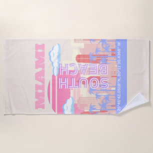 Miami Beach, Miami Travel Art, Preppy Room, Pastel Strandtuch