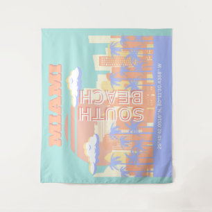 Miami Beach, Miami Travel Art, Preppy Room, Pastel Wandteppich