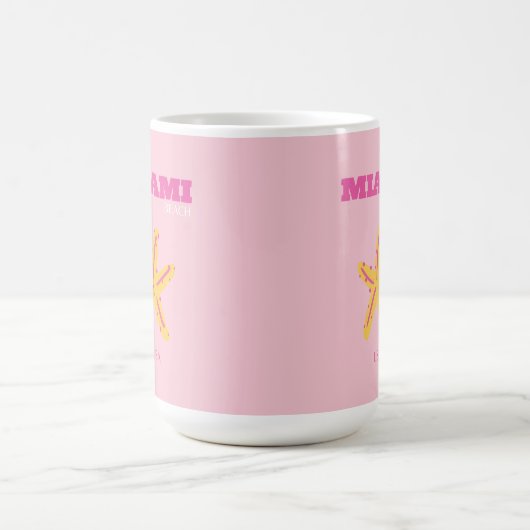 Miami Beach, Miami Travel Art, Preppy Room, Pink Kaffeetasse (Mittel)