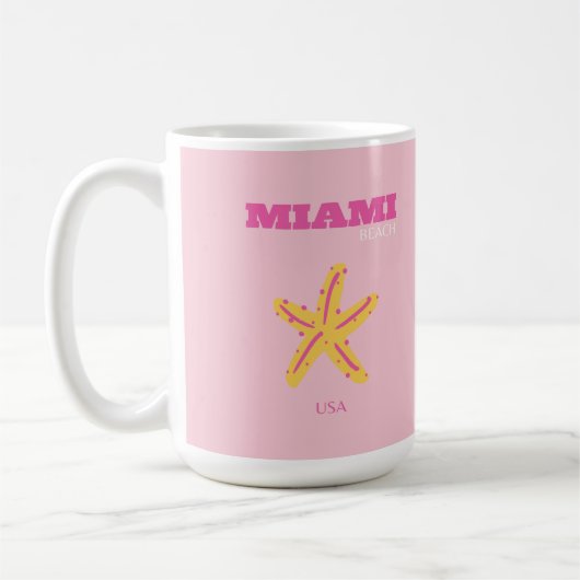 Miami Beach, Miami Travel Art, Preppy Room, Pink Kaffeetasse (Links)