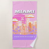 Miami Beach, Miami Travel Art, Preppy Room, Pink Strandtuch (Vorderseite)