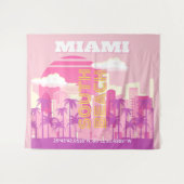 Miami Beach, Miami Travel Art, Preppy Room, Pink Wandteppich (Vorderseite (Horizontal))