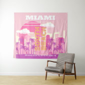 Miami Beach, Miami Travel Art, Preppy Room, Pink Wandteppich (Beispiel (Horizontal))