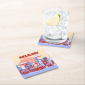 Miami Beach, Miami Travel Art, Retro Rechteckiger Pappuntersetzer (Vor Ort)