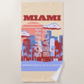 Miami Beach, Miami Travel Art, Retro Strandtuch (Vorderseite)