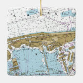 Miami Beach Nautical Chart Keramikornament (Rückseite)