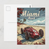 Miami Beach Oldtimer-Rennwagen Postkarte (Vorne/Hinten)