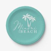 Miami Beach Palm Tree Modern Paper Plate Pappteller (Vorderseite)