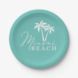 Miami Beach Palm Tree Modern Paper Plate Pappteller
