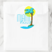 Miami Beach-Palm Tree Runder Aufkleber (Tasche)