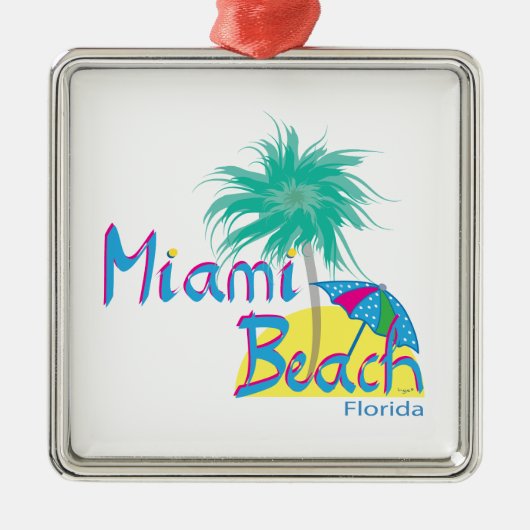 Miami Beach Palm und Sonne Ornament Aus Metall (Vorne)