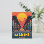 Miami Beach Palms Art Deco Postkarte (Stehend Vorderseite)
