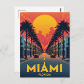 Miami Beach Palms Art Deco Postkarte (Vorne/Hinten)