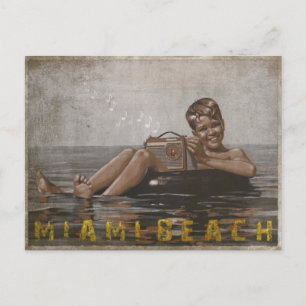 Miami Beach Postcard mit Coolem Vintagen Typ Postkarte