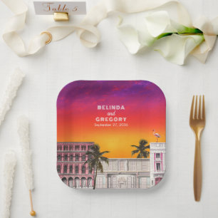 Miami Beach Regenbogen-Reihe Charleston Palm-Hochz Pappteller