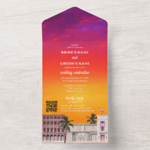 Miami Beach Regenbogenreihe Charleston Palme Hochz All In One Einladung