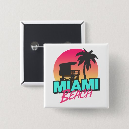 Miami Beach Reise Vintage  Button (Vorne & Hinten)